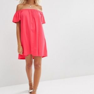 ASOS Off Shoulder Mini Dress - Pink